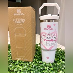 Customized cat Marie Stanley White and Pink Flip Straw Tumbler 30 oz